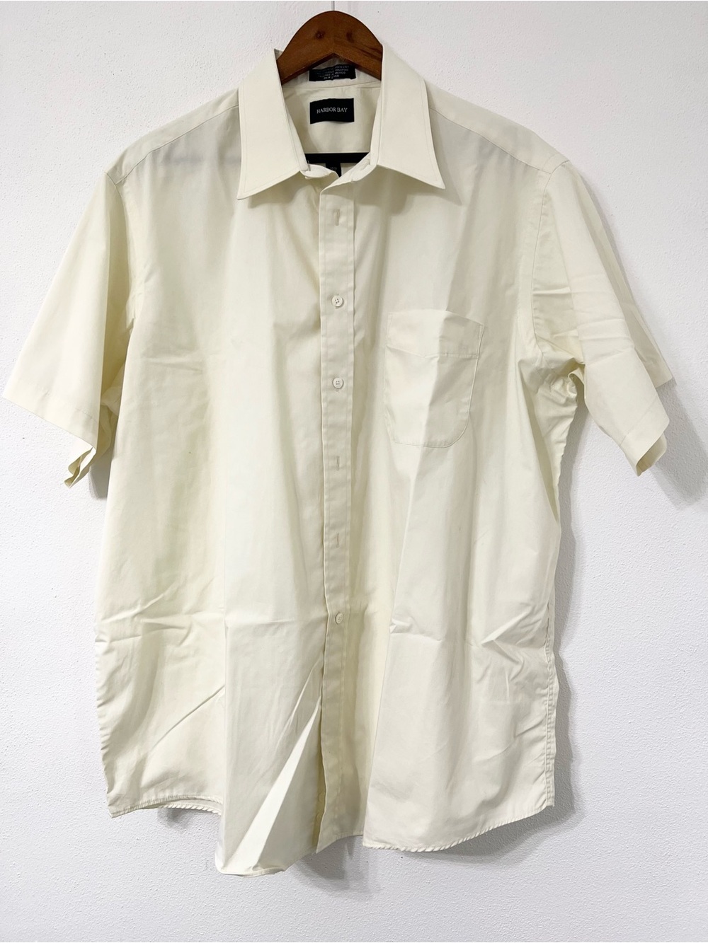Harbor Bay Big Men’s 18.5 Short Sleeve Dress Shirt Ivory Button Front Pocket